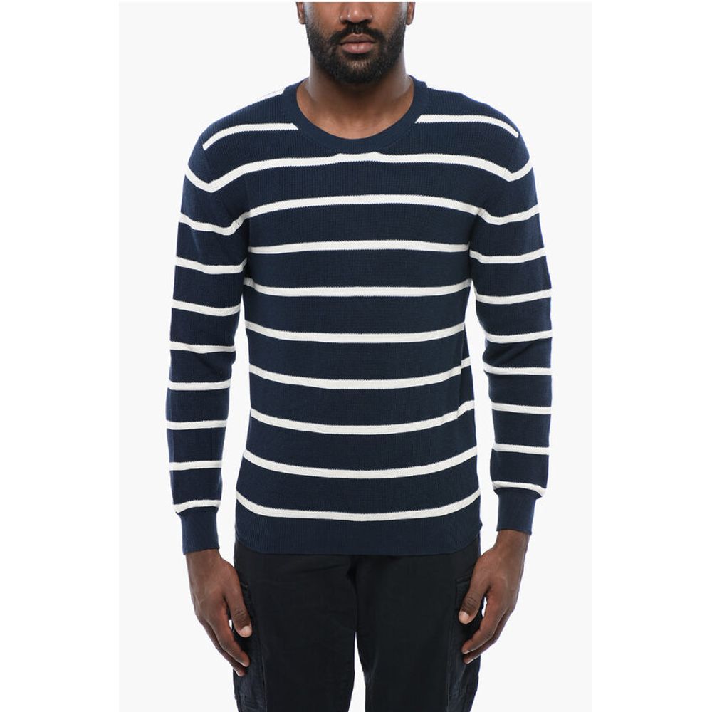 Altea Ring Spun Cotton Sweater with Striped Motif
