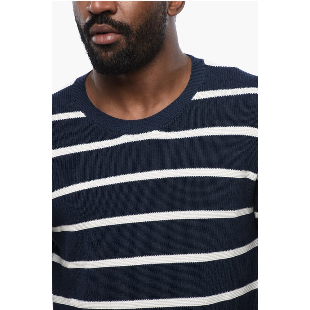 Altea Ring Spun Cotton Sweater with Striped Motif