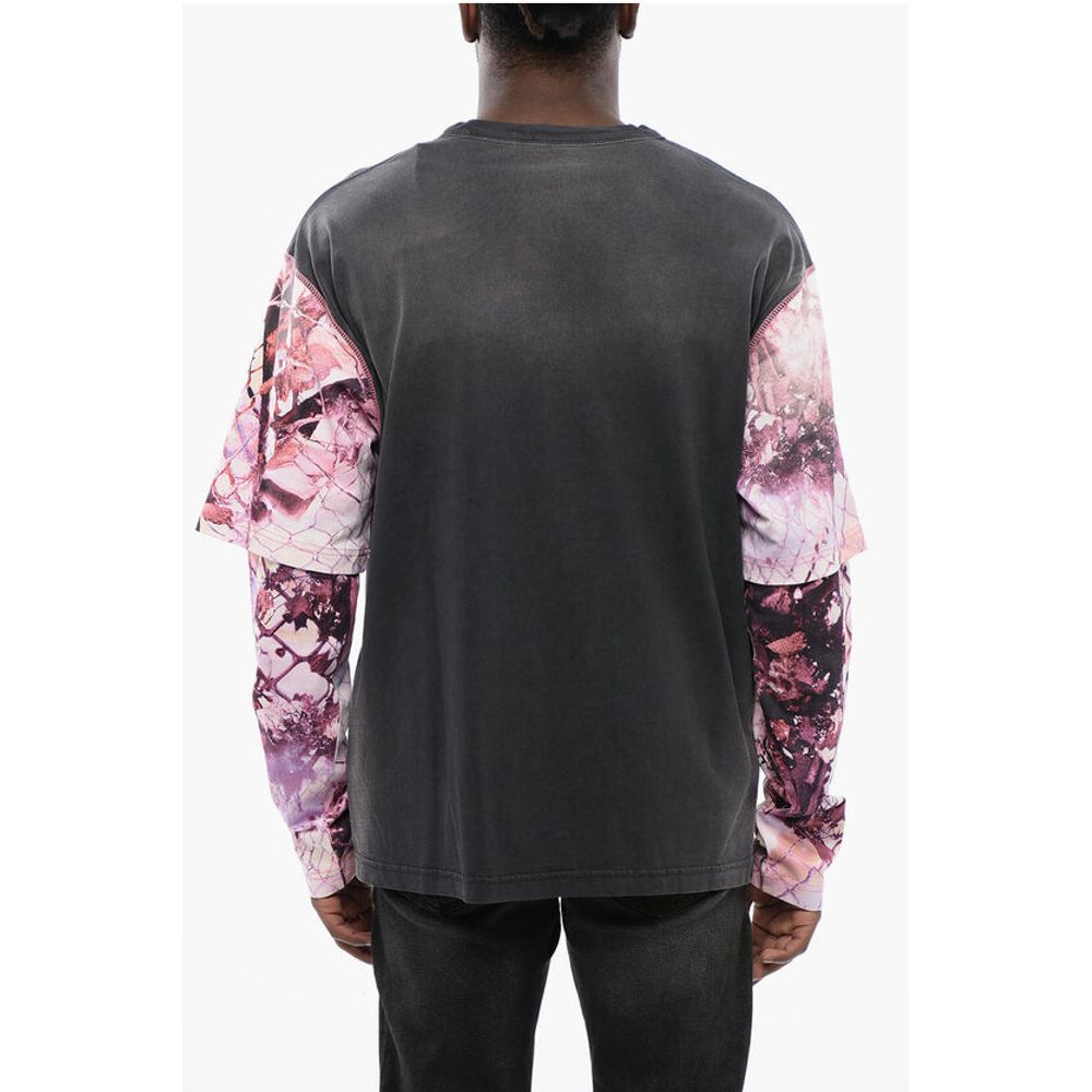 Diesel Oversized T-WESHER-N5 T-Shirt with Patterned Double-Layer Sl