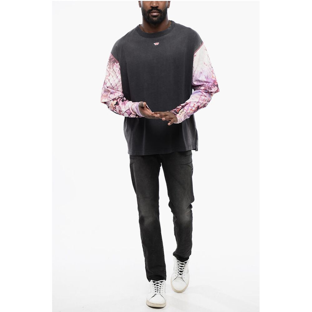 Diesel Oversized T-WESHER-N5 T-Shirt with Patterned Double-Layer Sl