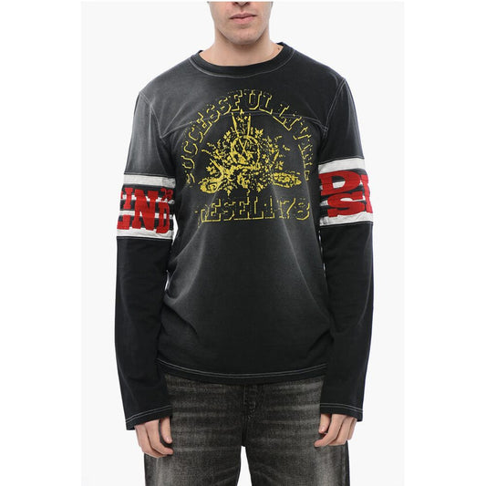 Diesel RED TAG Long Sleeves T-JU-LS Crew-neck T-shirt with Velvet D