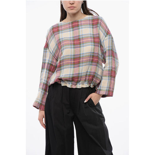 Woolrich Checked Linen Blend SUMMER VARSITY Blouse
