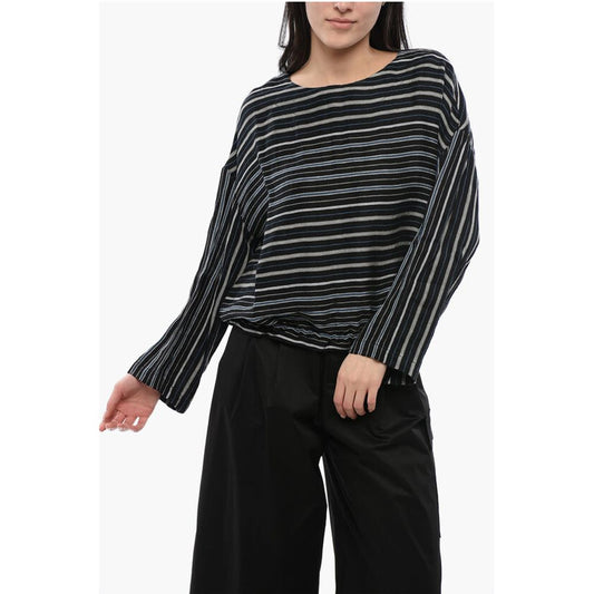 Woolrich Balanced Stripe VARSITY Linen Blend Blouse