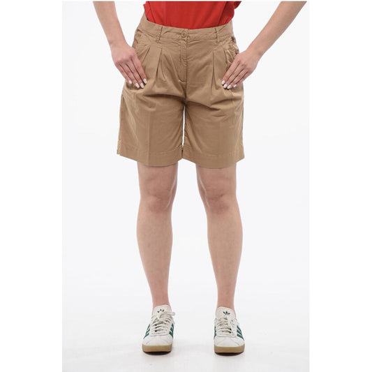 Woolrich Double-pleated Stretch Cotton Shorts with Belt Loops