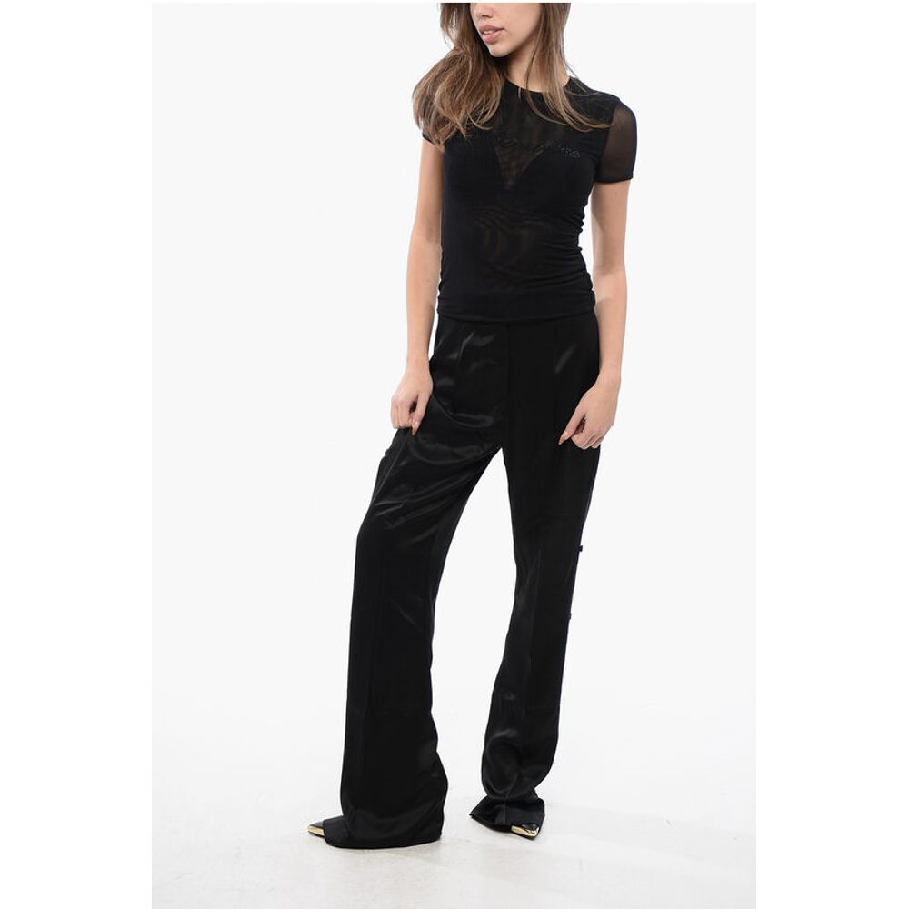 Blumarine Tulle T-Shirt with Rhinestone Logo