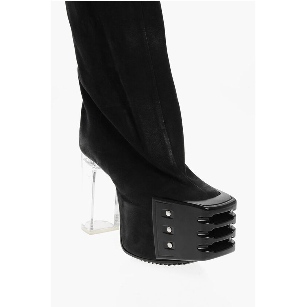 Rick Owens Leather Over the Knee Boots with Platform Sole 12cm