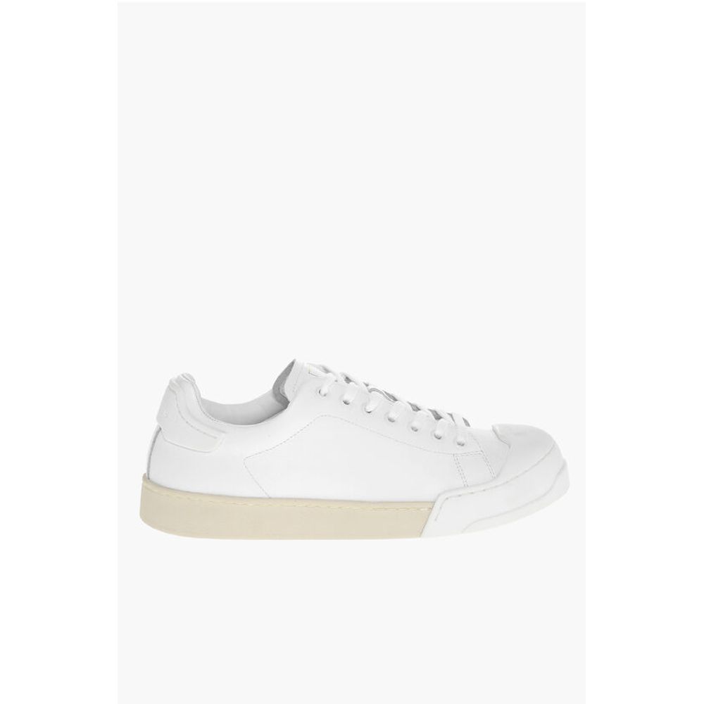 Marni Monochrome Leather Sneakers with Rubber Toe