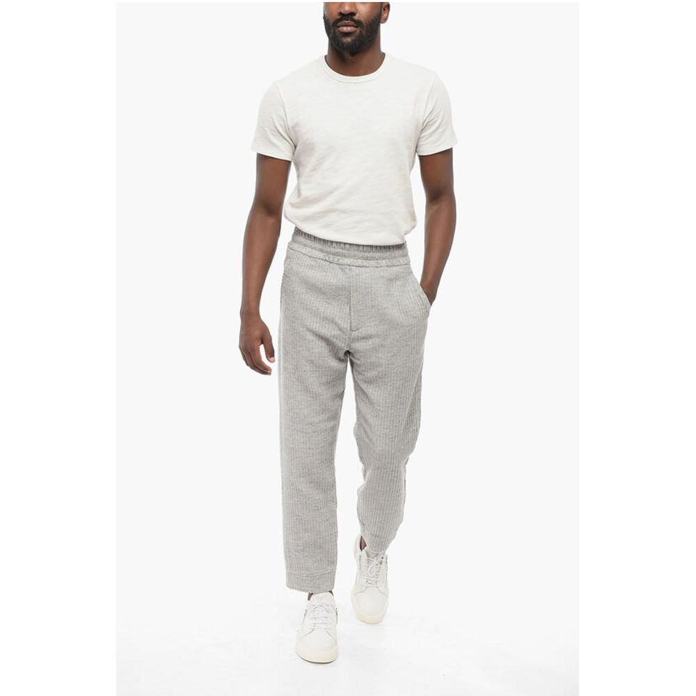 Armani EMPORIO 3-Pocketed Ribbed Wool Blend Pants