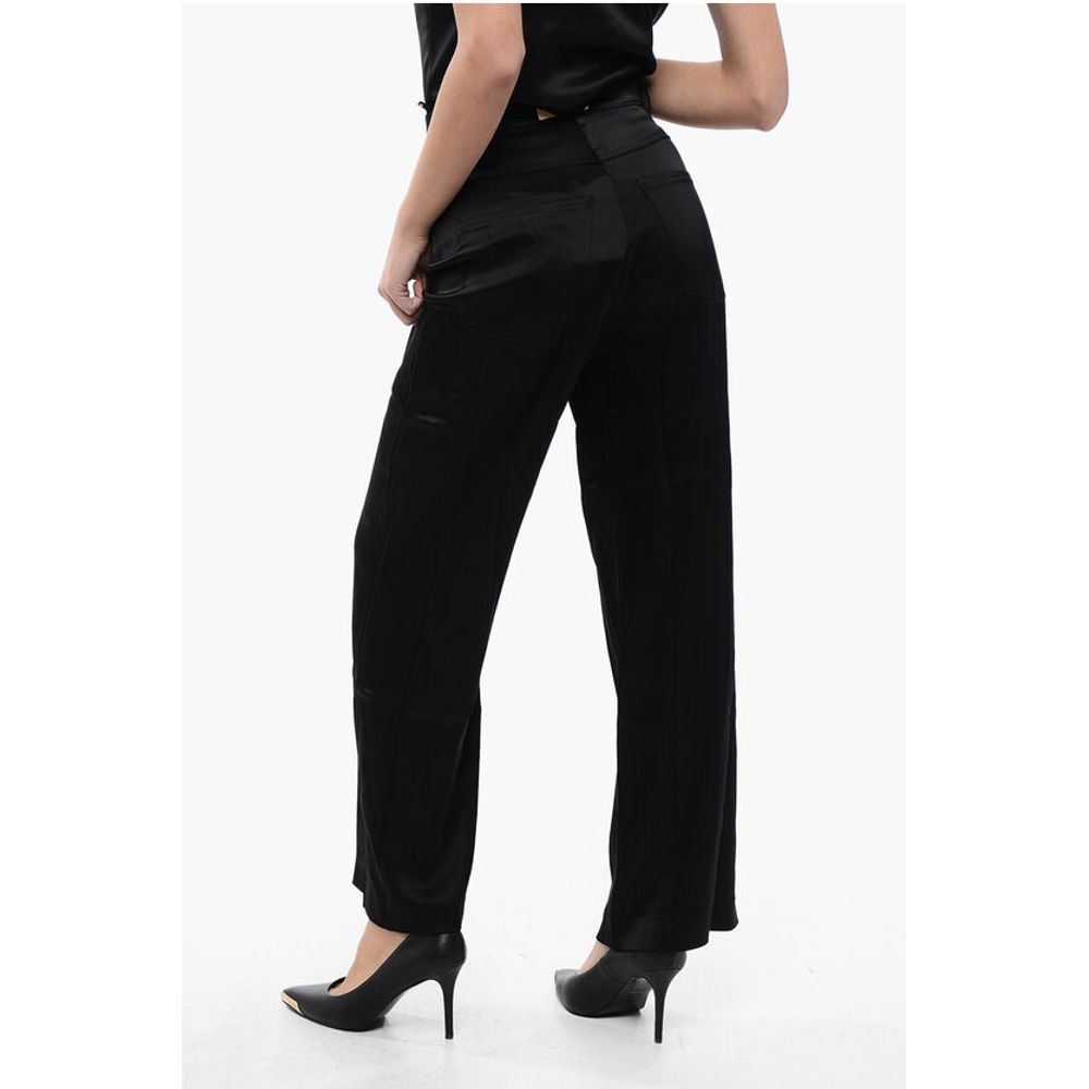 Nanushka High Waist Satin Pants with Belt Loops