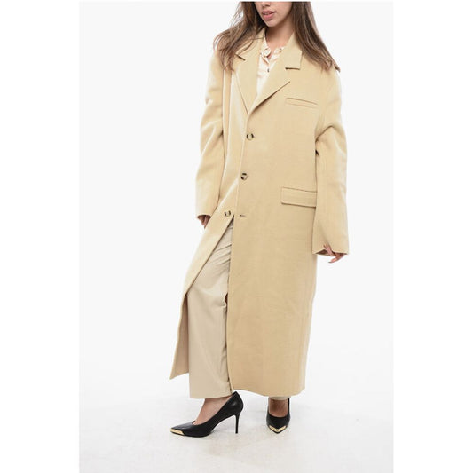Nanushka Oversized Wool and Silk VEDA Coat with Flap Pockets
