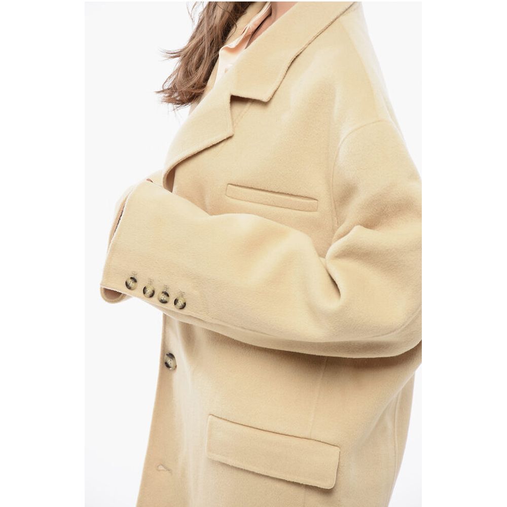 Nanushka Oversized Wool and Silk VEDA Coat with Flap Pockets