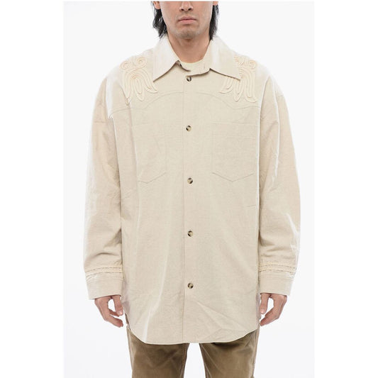 Nanushka Solid Color MARLAS Overshirt with Embroideries