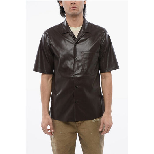 Nanushka Short Sleeved Faux Leather Shirt