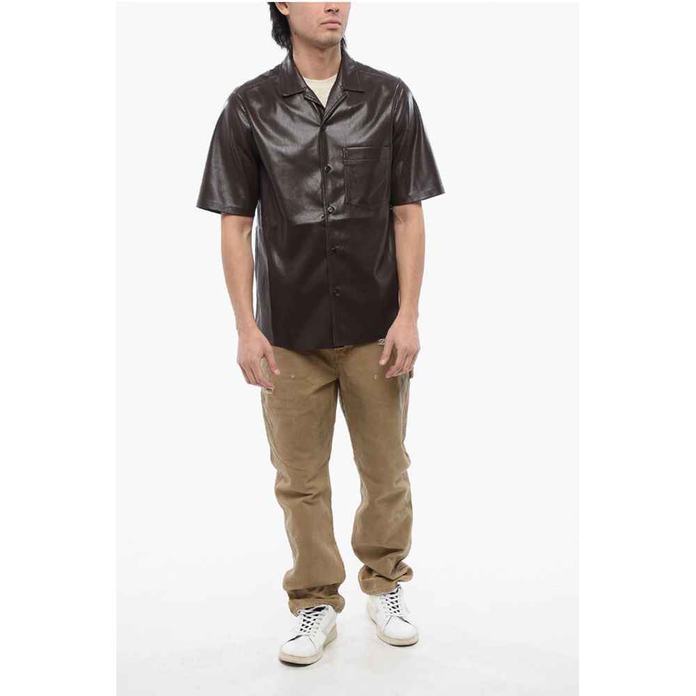 Nanushka Short Sleeved Faux Leather Shirt