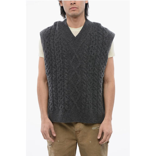 Nanushka V-Neck Sleeveless Cable Knit Sweater
