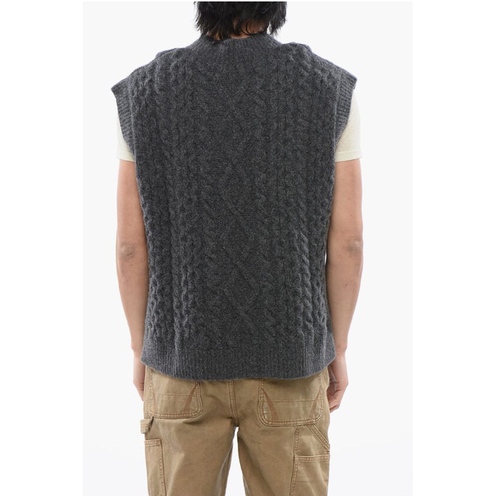 Nanushka V-Neck Sleeveless Cable Knit Sweater