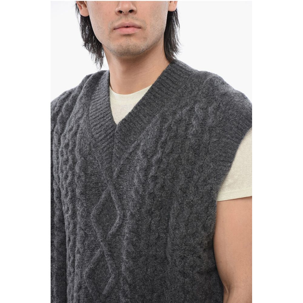 Nanushka V-Neck Sleeveless Cable Knit Sweater