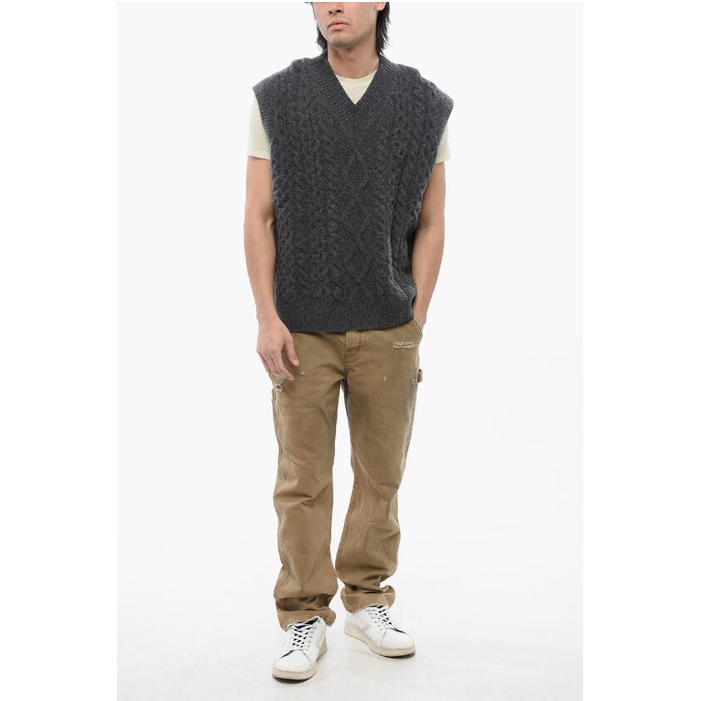 Nanushka V-Neck Sleeveless Cable Knit Sweater