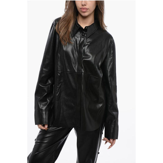 Nanushka Solid Color Faux Leather NAUM Shirt