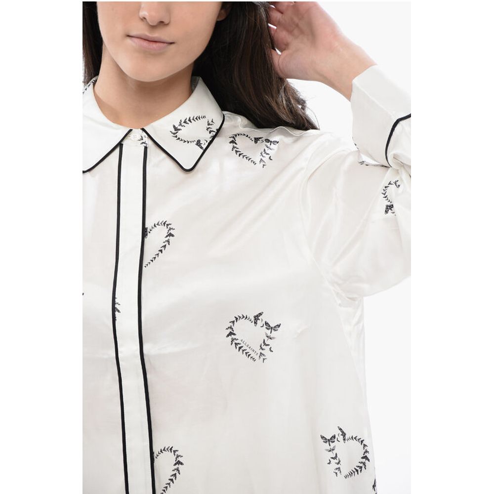 AllSaints Printed Satin SOFI Blouse With Hidden Closure
