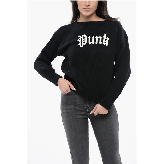 R13 Solid Color Crewneck Sweater with Contrasting Detail
