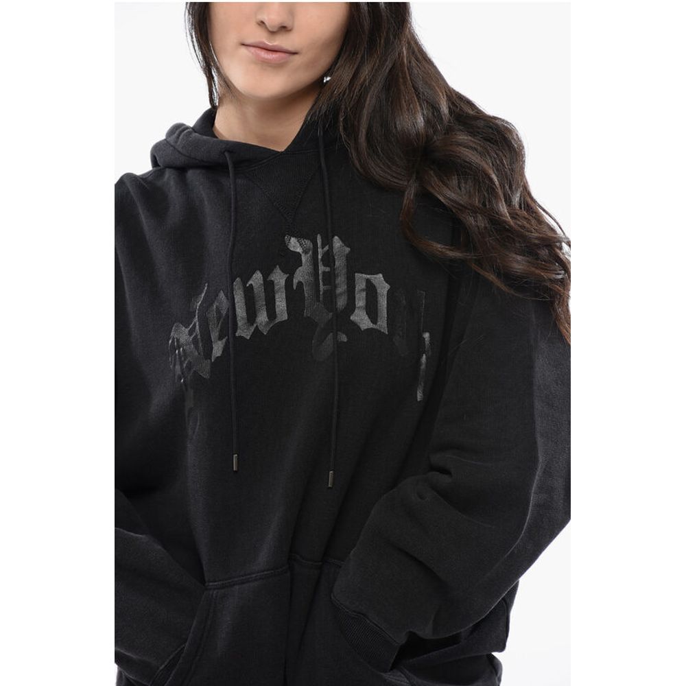 R13 Oversized NEW YORK Hoodie with Ton Sur Ton Print