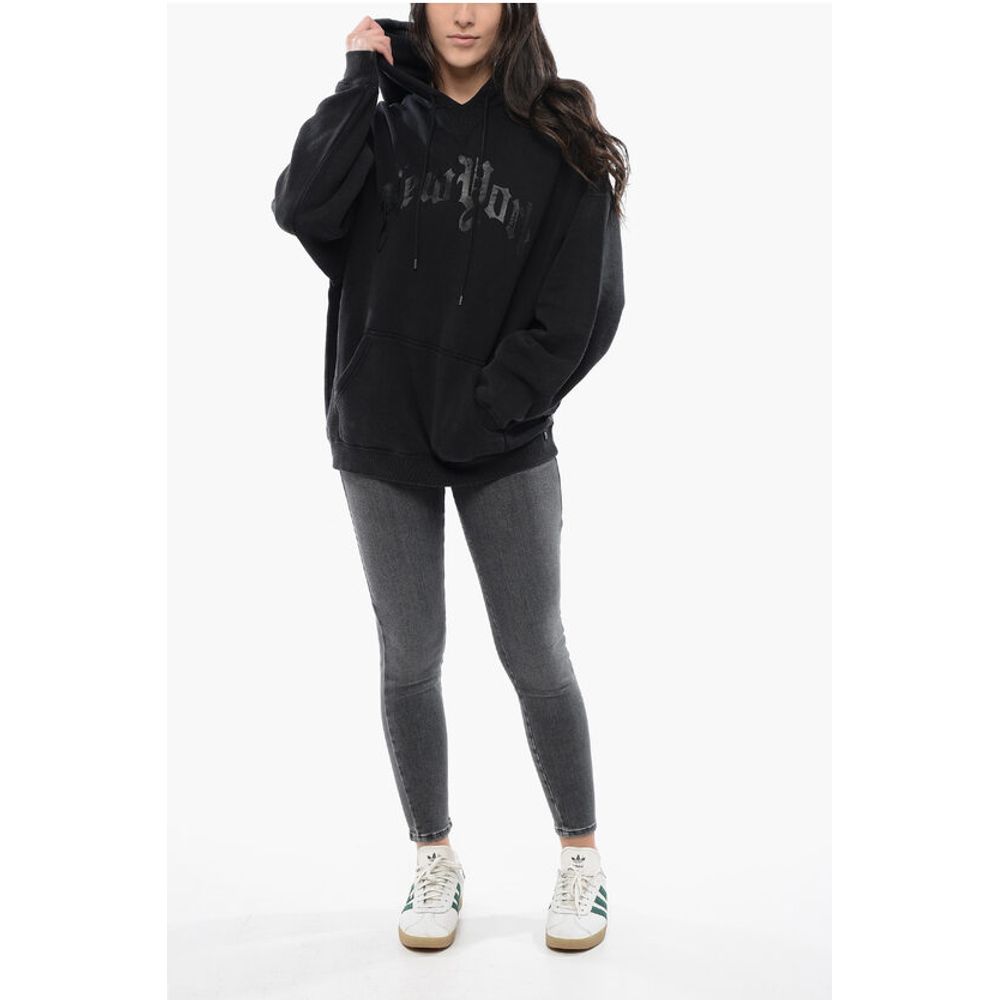 R13 Oversized NEW YORK Hoodie with Ton Sur Ton Print