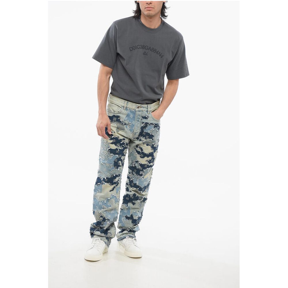 Amiri Fringed Hem PATCHWORK CAMO Denims 22cm