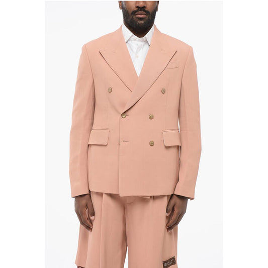 Amiri Double-breasted Twill Viscose Blazer with Flap Pockets