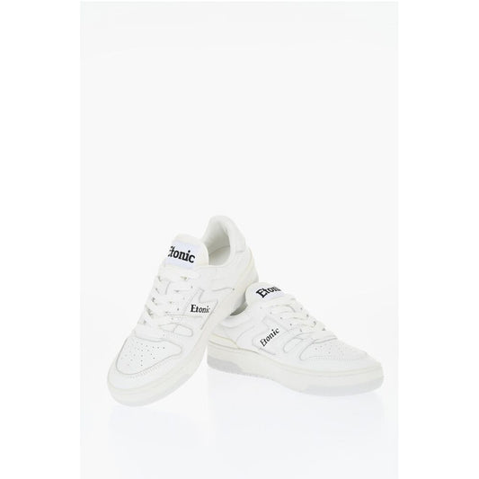 Etonic Solid Color Leather Low Top Sneakers with Contrasting Logo