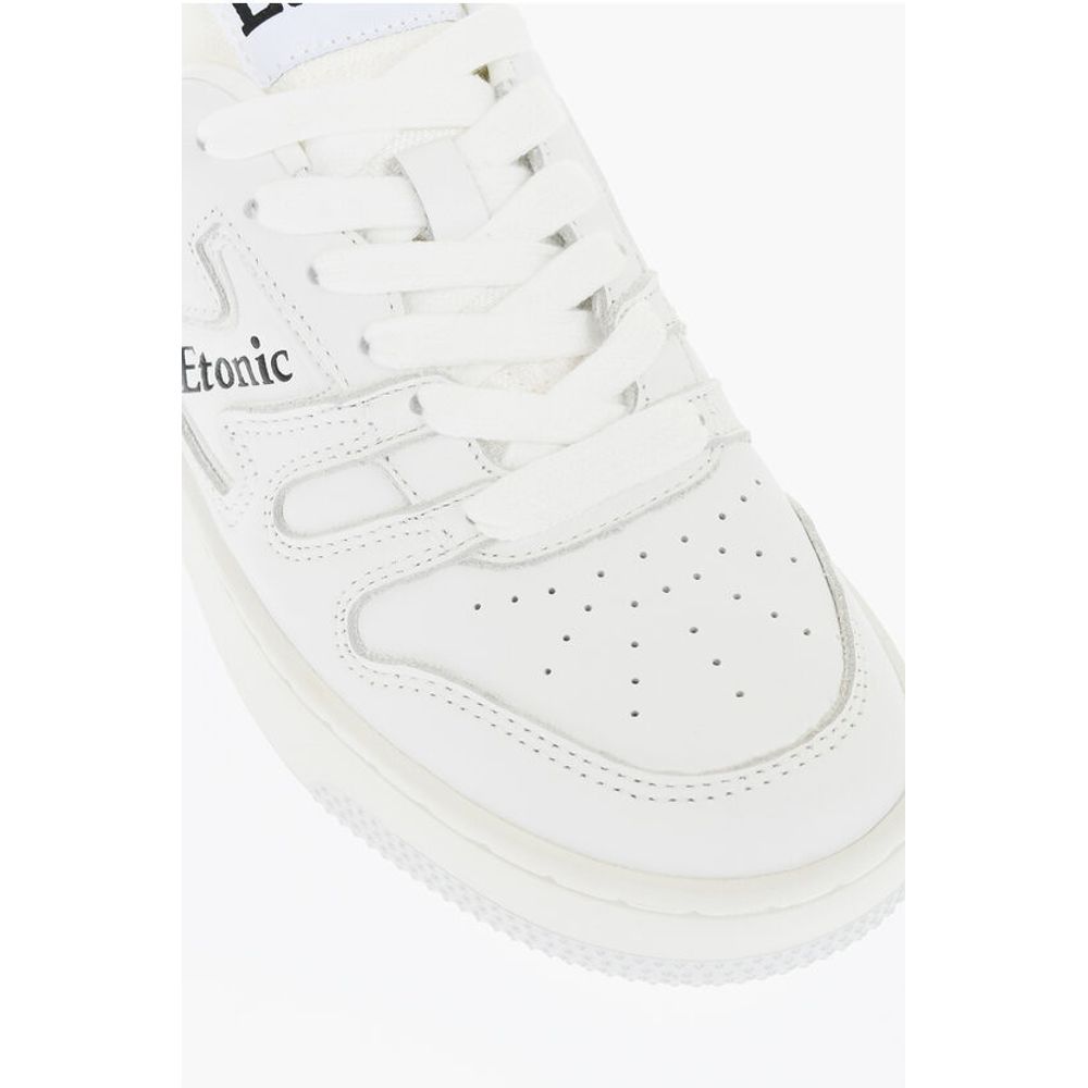 Etonic Solid Color Leather Low Top Sneakers with Contrasting Logo