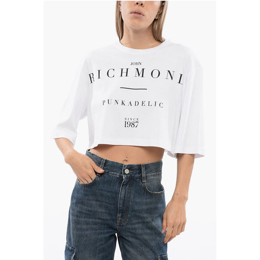 John Richmond Cropped GENYA T-shirt with Oversized Fit