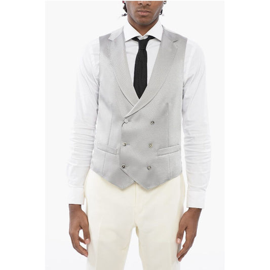 Corneliani CC COLLECTION Double-breasted Jacquard Fabric Vest
