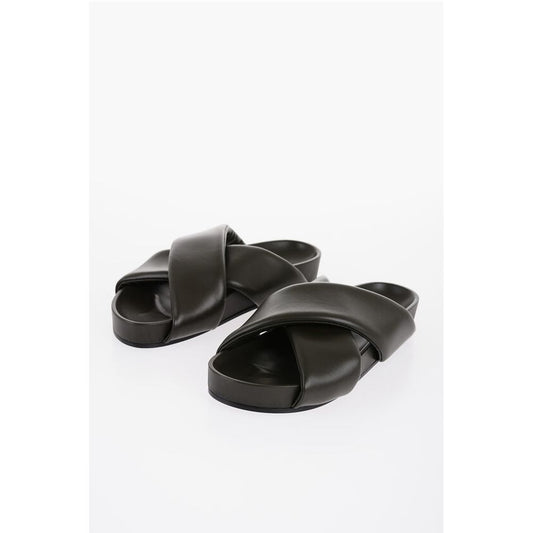 Jil Sander Criss Cross Designed Leather Sandals