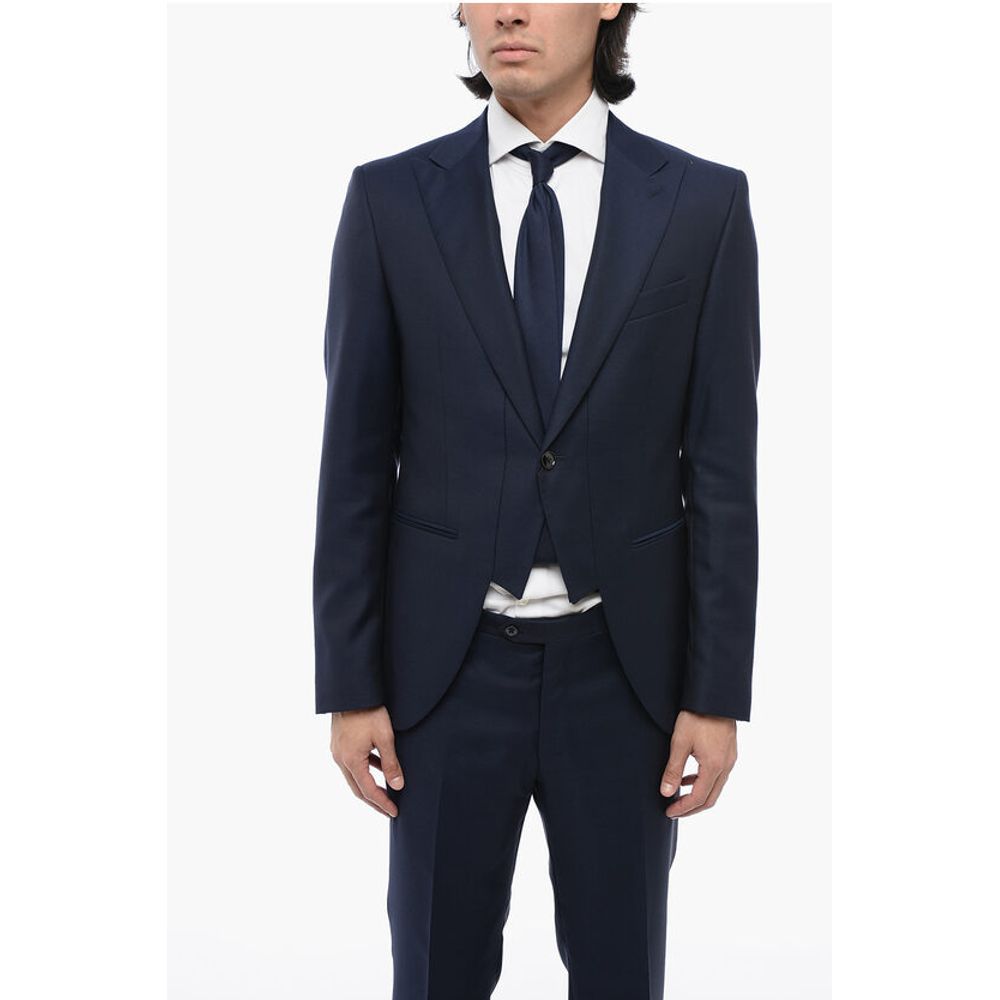 Corneliani Virgin Wool 1-Button Suit With Peak Lapel