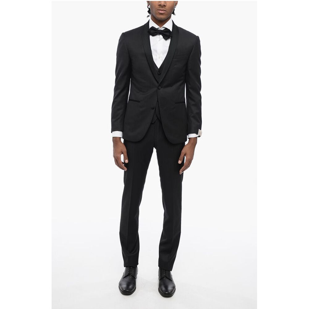 Corneliani Virgin Wool Side Vents Shawl Lapel 3 Piece Waistcoat Suit