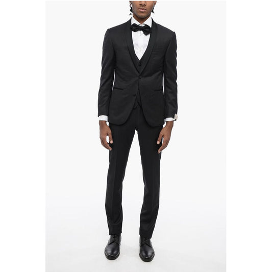Corneliani Virgin Wool Side Vents Shawl Lapel 3 Piece Waistcoat Suit