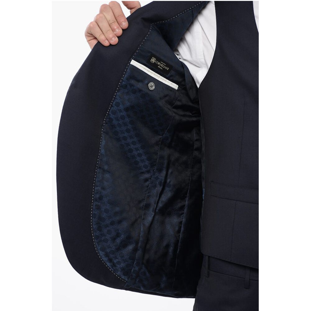 Corneliani Virgin Wool and Silk Peak Lapel 3 Piece Waistcoat Suit