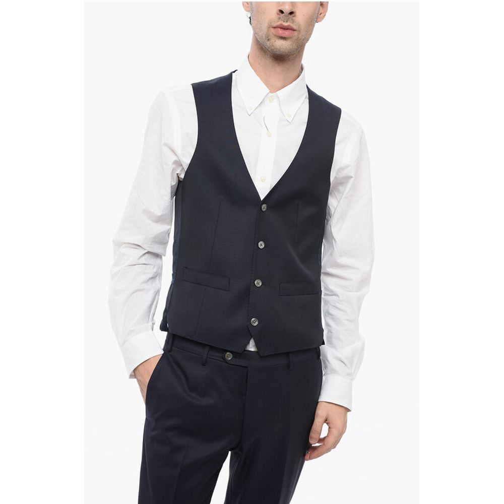 Corneliani Virgin Wool and Silk Peak Lapel 3 Piece Waistcoat Suit