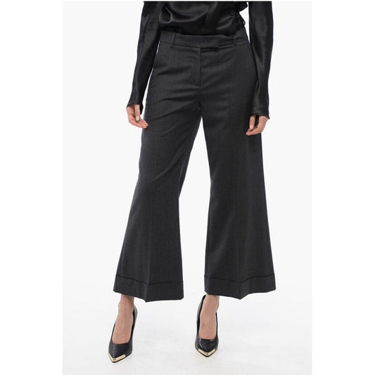 QL2 Virgin Wool Wide-Leg Pants with Cuffed Hem