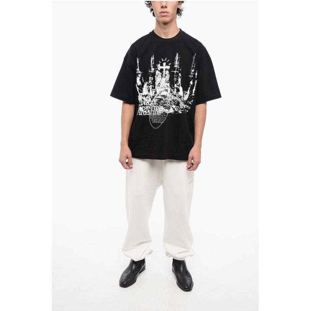 1989 Studio Cotton NOTRE DAM Crew-Neck T-shirt with Contrast Print
