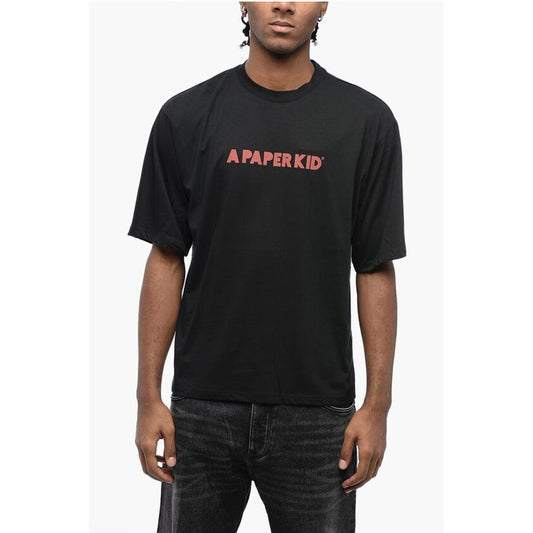 A Paper Kid Cotton Crew-neck T-shirt witth Logo-print