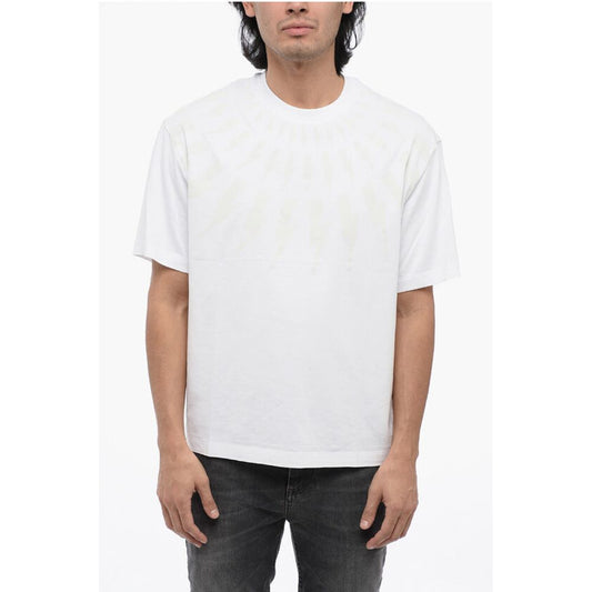 Neil Barrett Dropped Shoulder FAIRISLE THUNDERBOLT Cotton T-Shirt