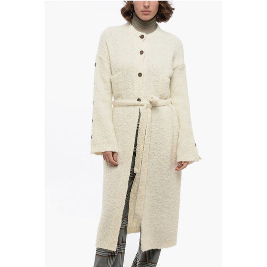 Co.go Blended Alpaca Wool Long Cardigan with Buttoms Detail