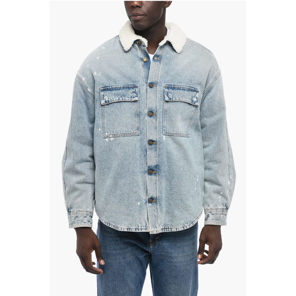 Darkpark Paint-Splatter Denim Jacket with Shirling Lining