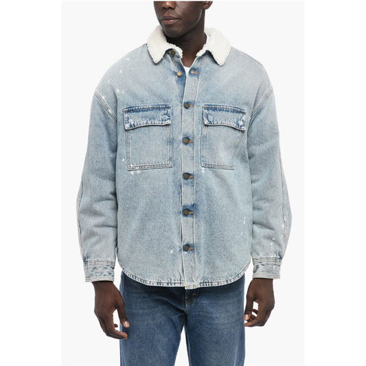 Darkpark Paint-Splatter Denim Jacket with Shirling Lining