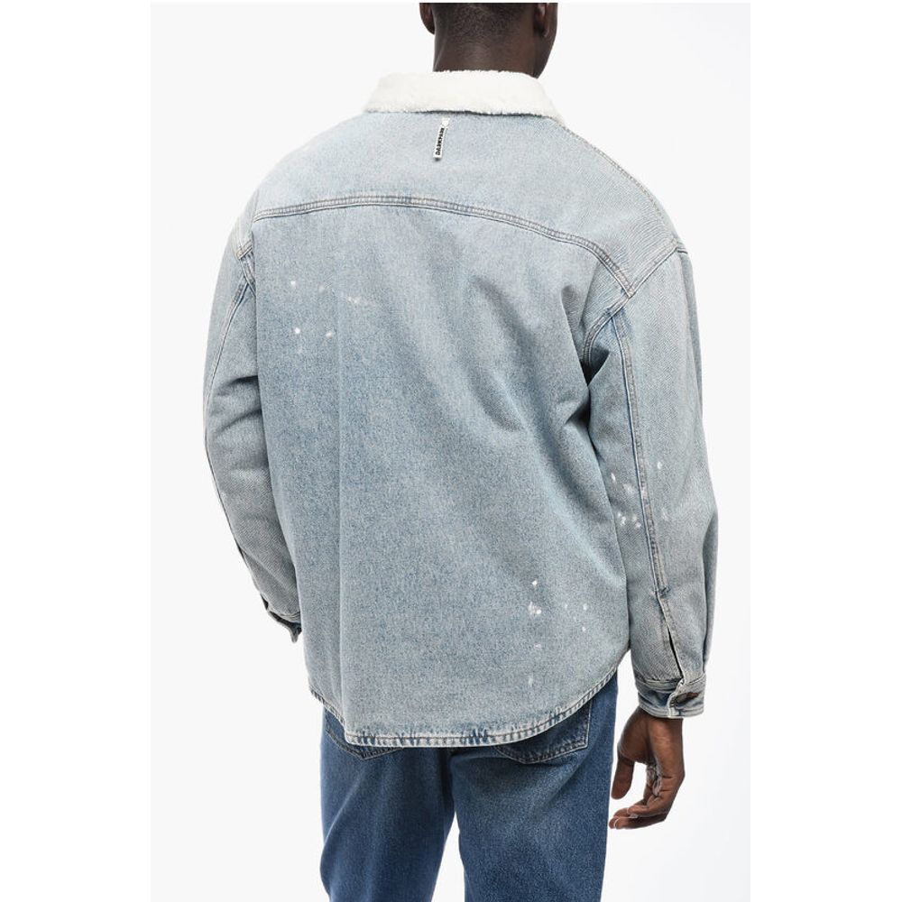 Darkpark Paint-Splatter Denim Jacket with Shirling Lining