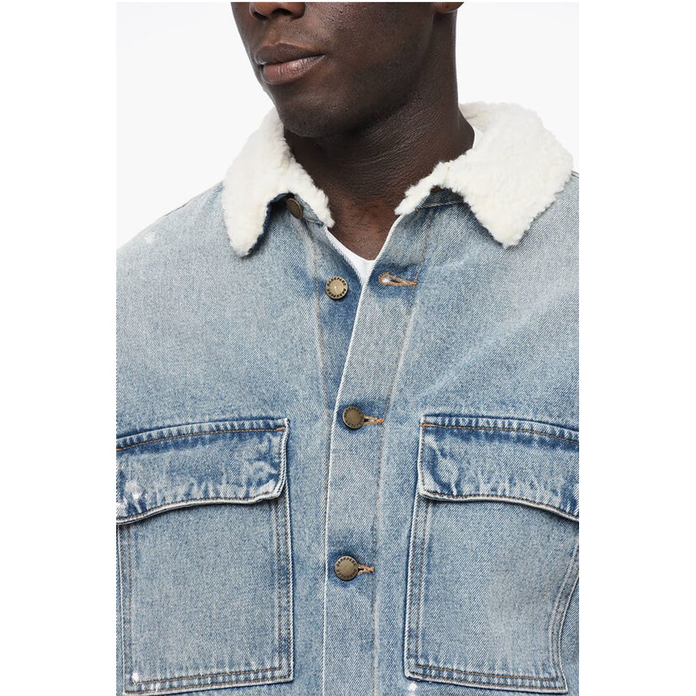 Darkpark Paint-Splatter Denim Jacket with Shirling Lining