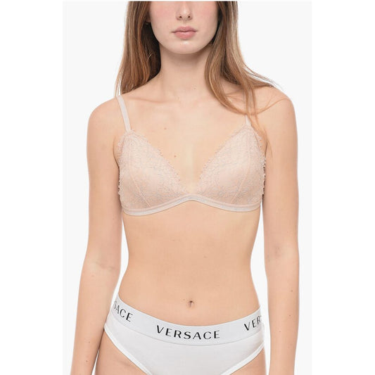 Armani EMPORIO Čipkasti trikotni modrček z obrobami iz lureksa