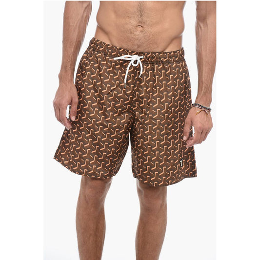 Yes I Am Geometric-patterned Swimshorts